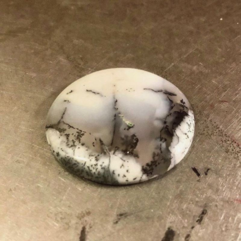 Round Dendritic Opal cabochon